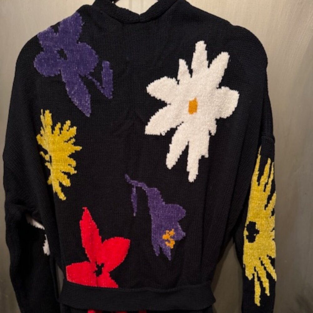 Retro Boho Longline Floral Chenille Sweater Cardigan / Coat - XS /Small - NWOT - Picture 16 of 16